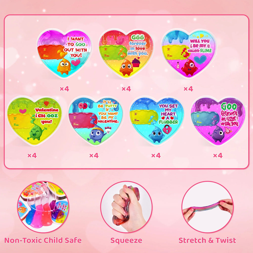 32Pcs DIY Slime Kit with Putty Colorful Rainbow Heart Slime Toys J323349