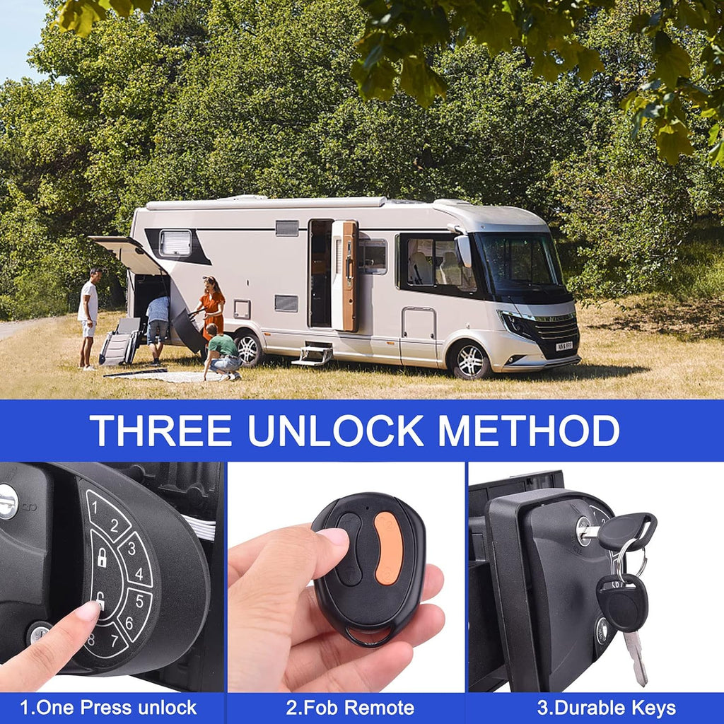 RV Keyless Entry Door Lock with Backlit Keypad and 2 Key Fobs V121
