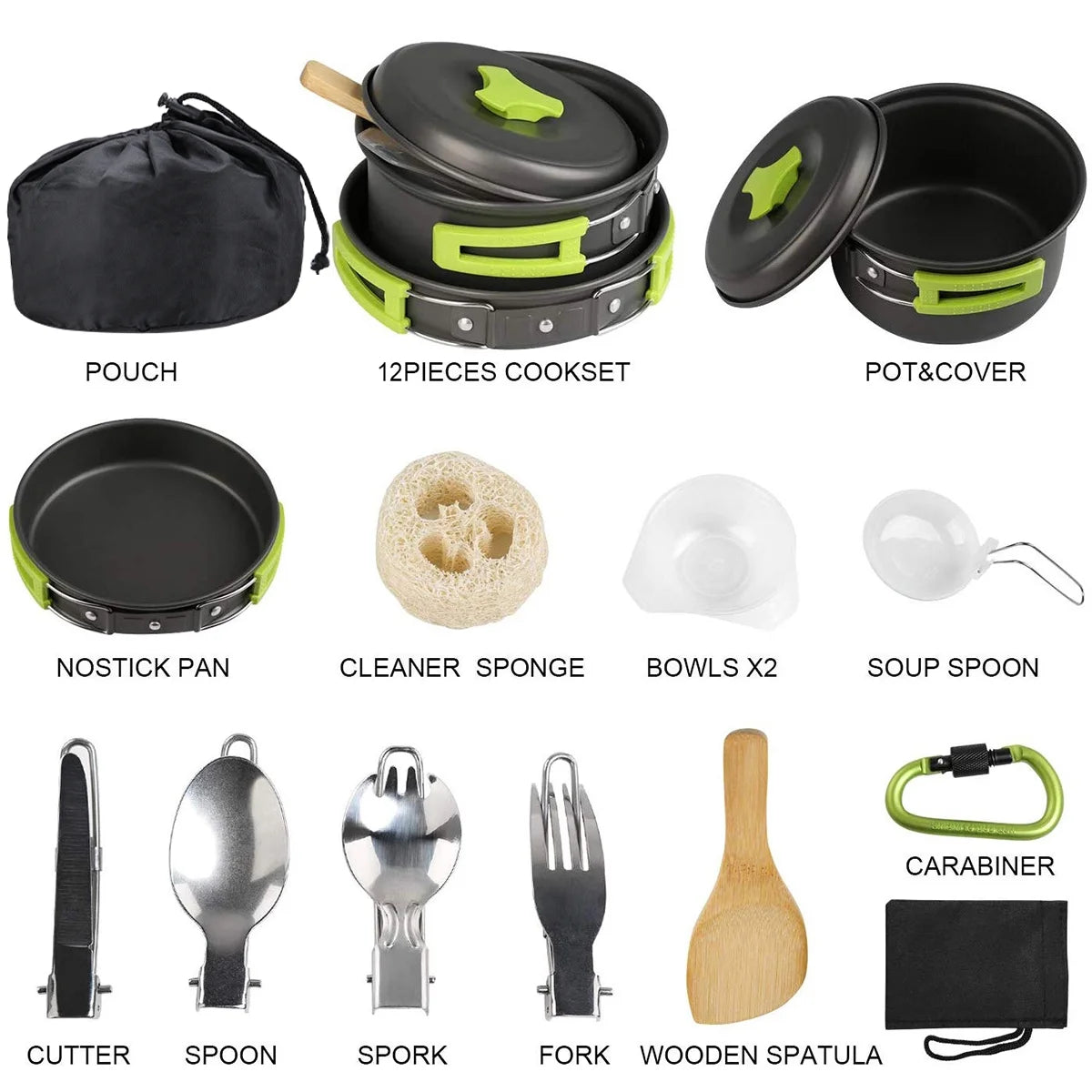 15Pcs Non-Stick Camping Cookware Set M548