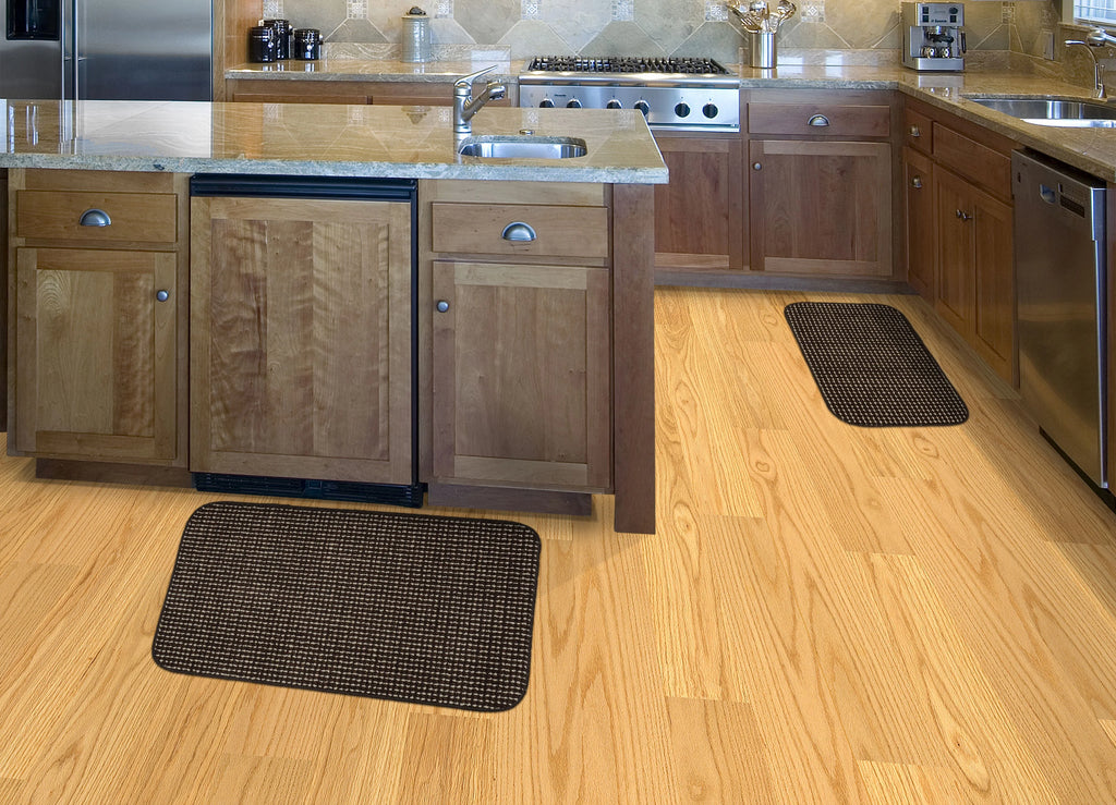 Brown Polka Dot Kitchen Mats, 24 in x 40 in, 2 Pieces Q938