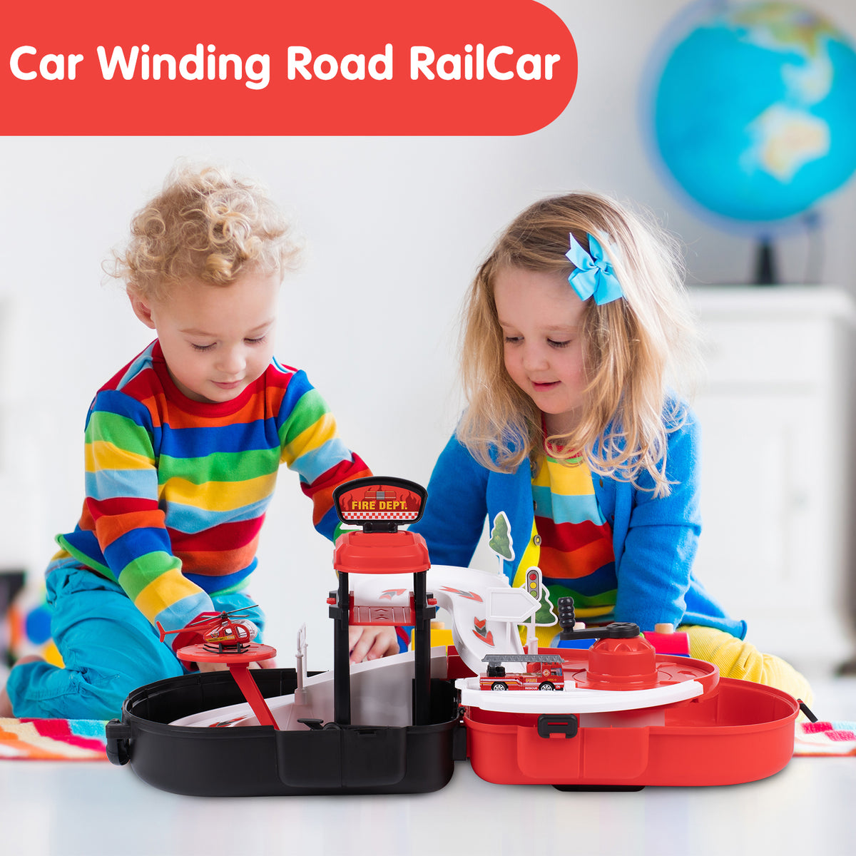 Toy Car Ramp Track Climbing Hills Construction Play Set with Backpack J7453