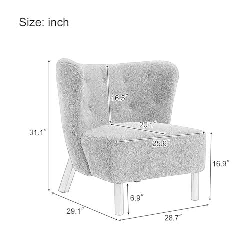 Green Upholstered Sherpa Single Sofa Chair with Wooden Legs D775
