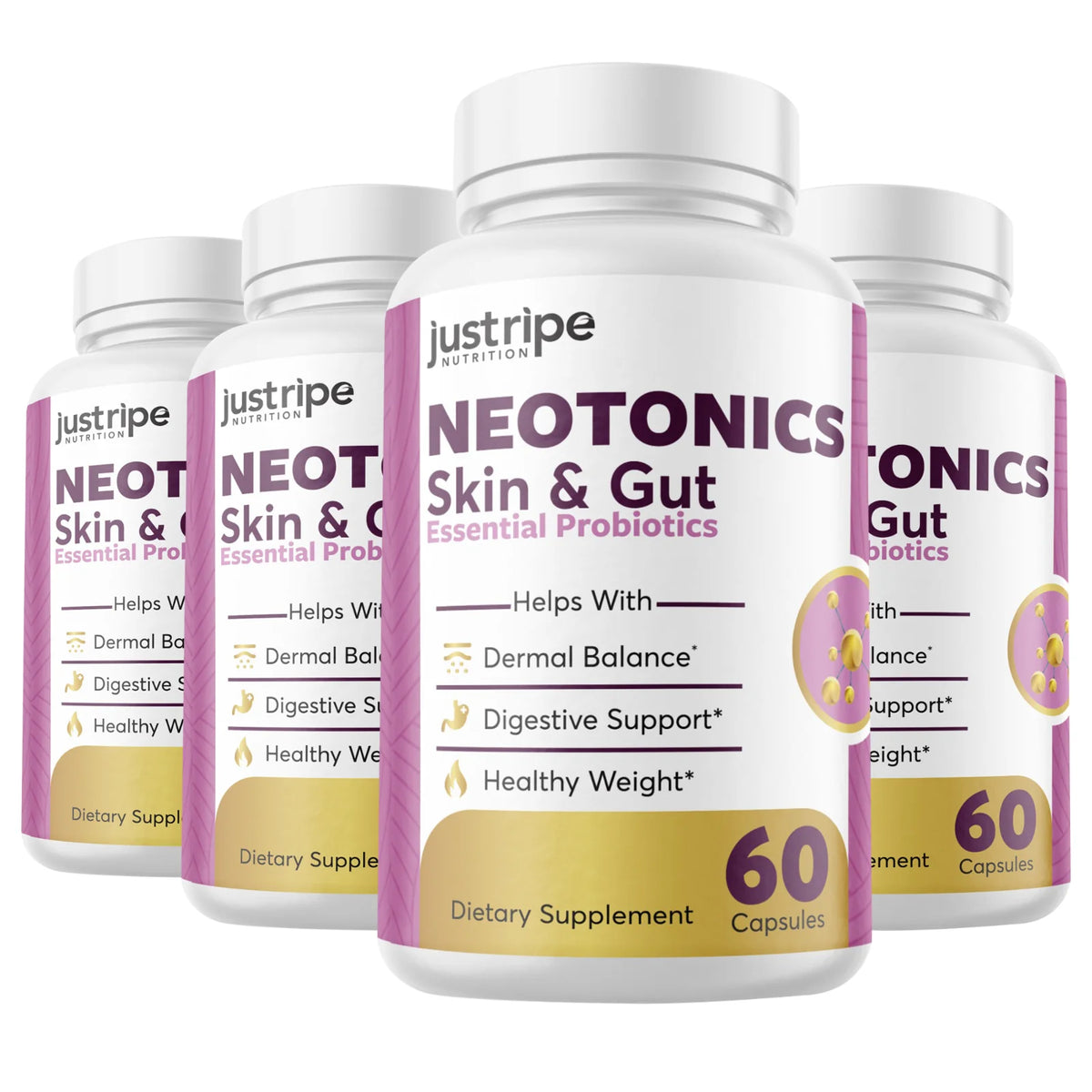 4 Pack Skin & Gut Probiotics Supplement Pills J445