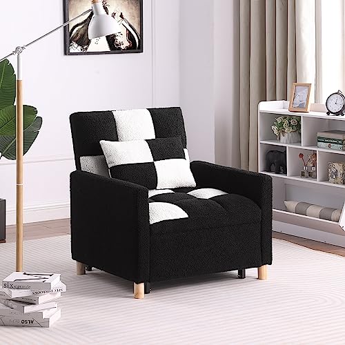 Adjustable Velvet Sleeper Sofa Chair Bed with Pillow J705108