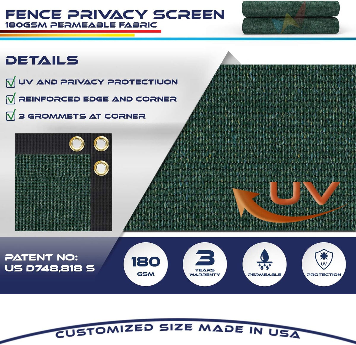 15' x 27' Green Heavy Duty Fence Privacy Screen Mesh Fabric G100