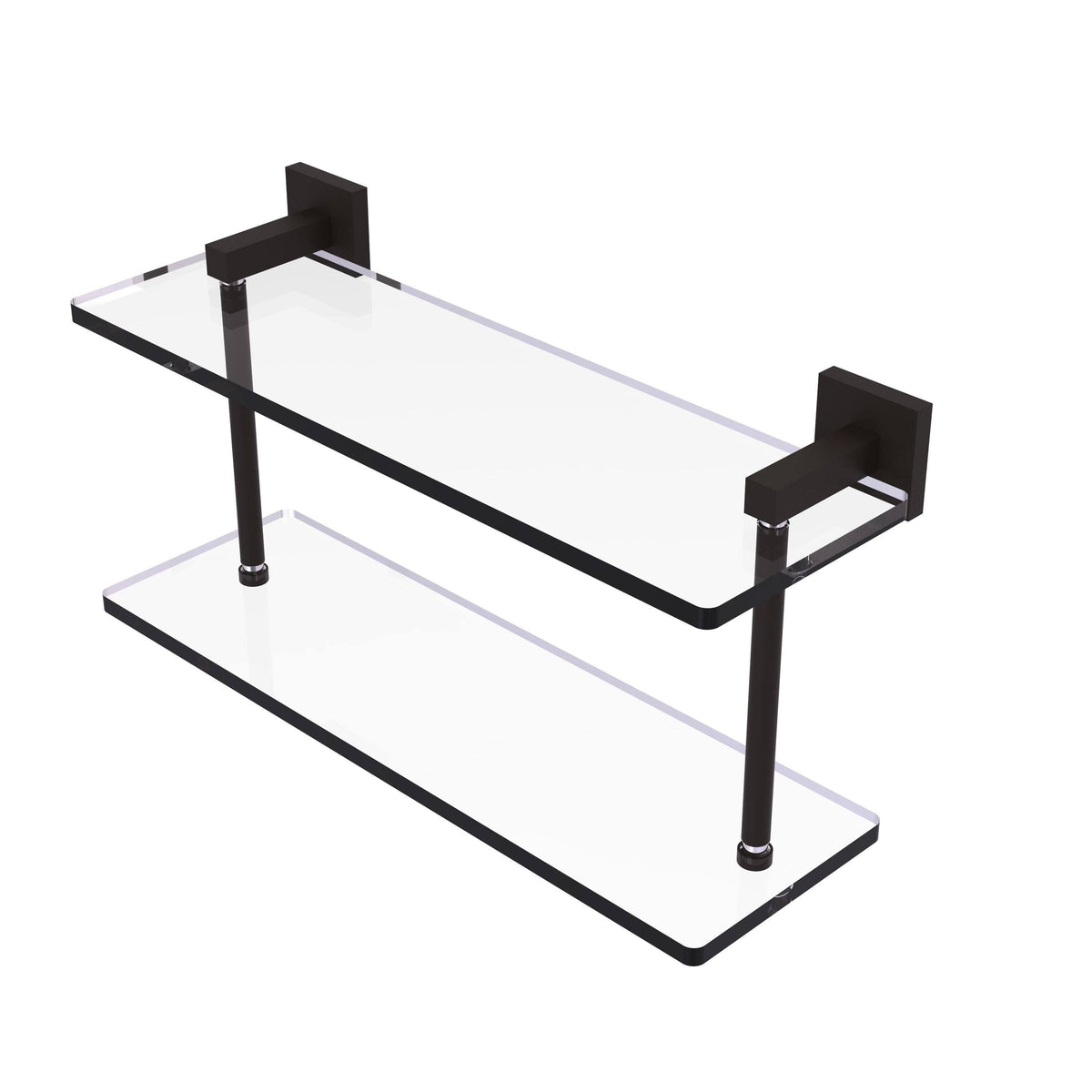 22 in. Two Tiered Glass Shelf Brushed Bronze F2975