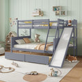 Twin Over Full Wood Bunk Bed with Slide and Storage Drawers G6942