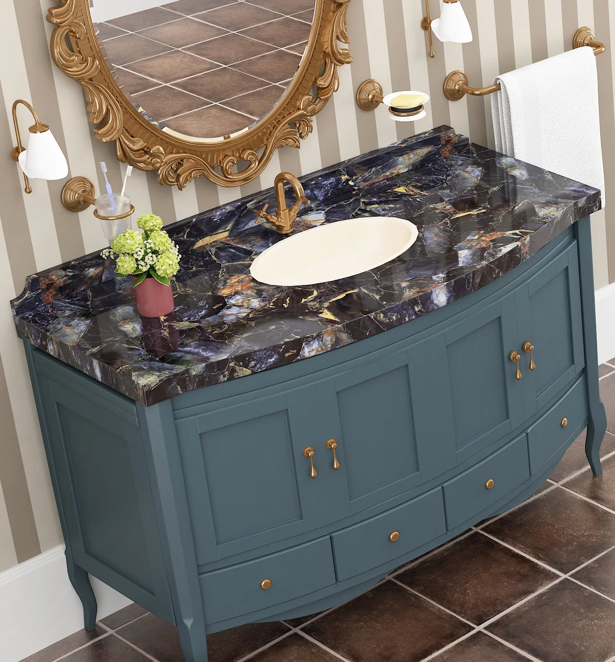 Blue Marble Contact Paper for Walls Kitchen Cover Table Vinyl Waterproof T317701