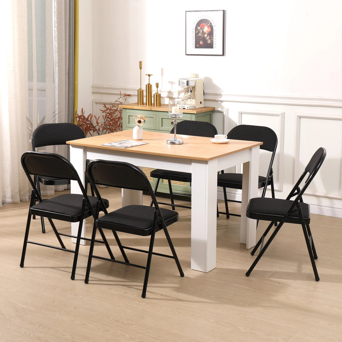 Black Fabric Padded Folding Chair 6 Pack Y823268