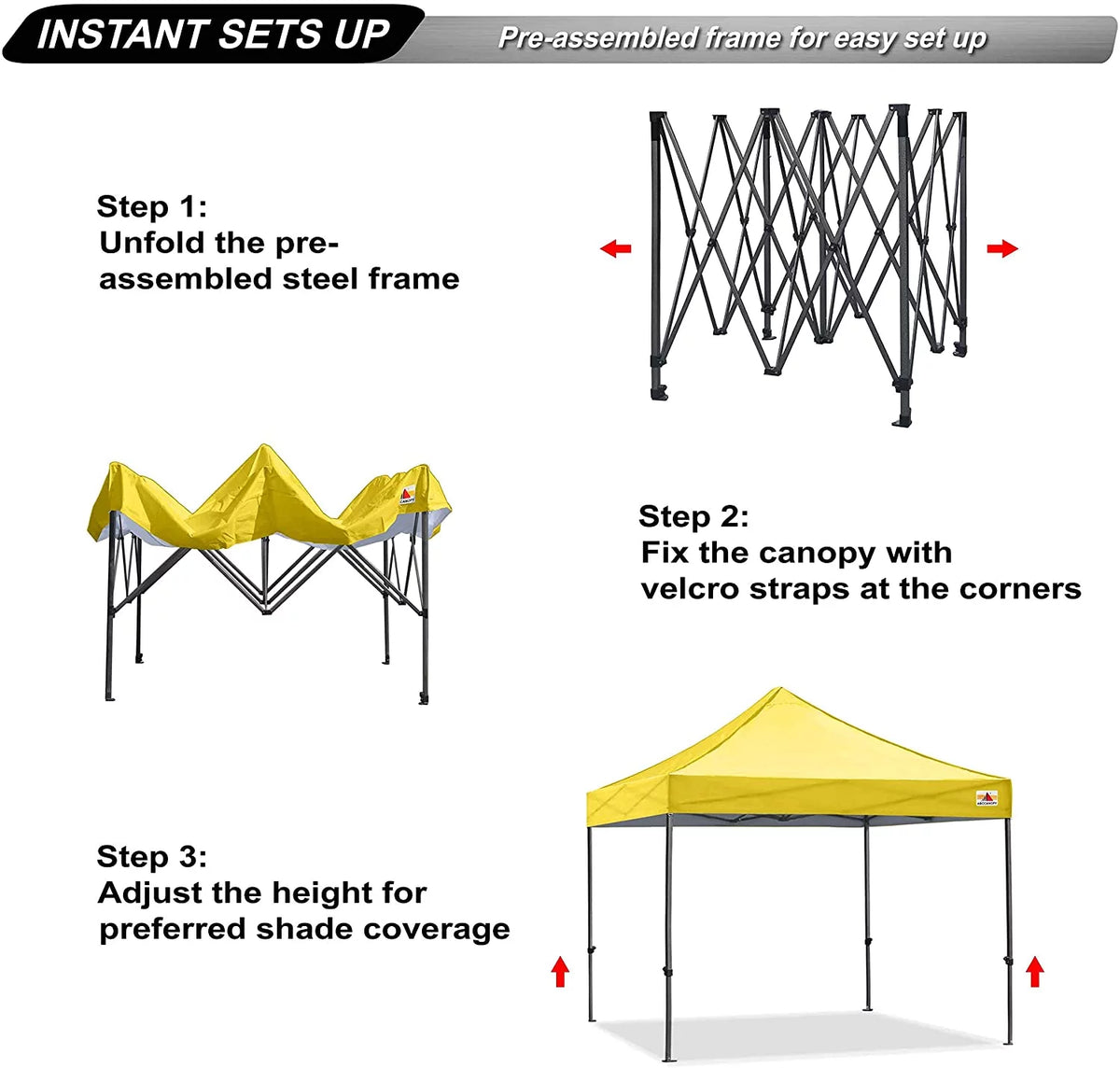 10 ft x 10 ft White Metal Pop-Up Canopy Tent with Walls G3508