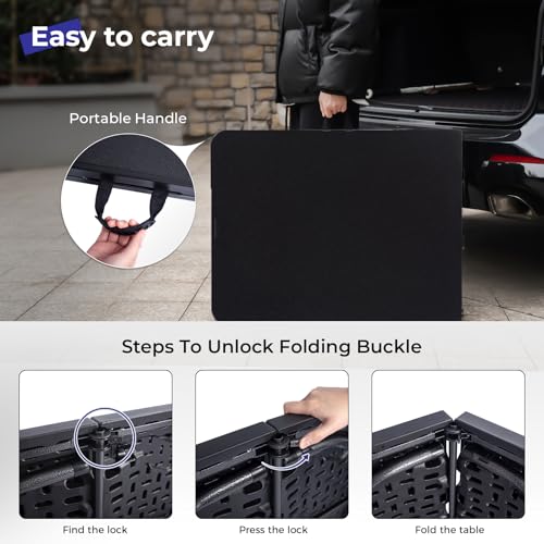 6ft Black Portable Folding Table P419217