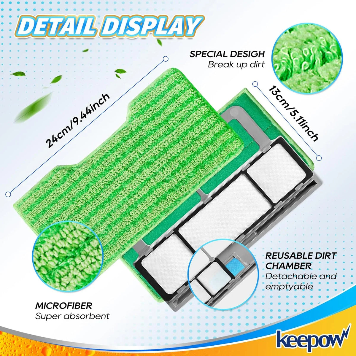 1+3+6 Pads Washable Vacuum Mop Pad Refills W378018