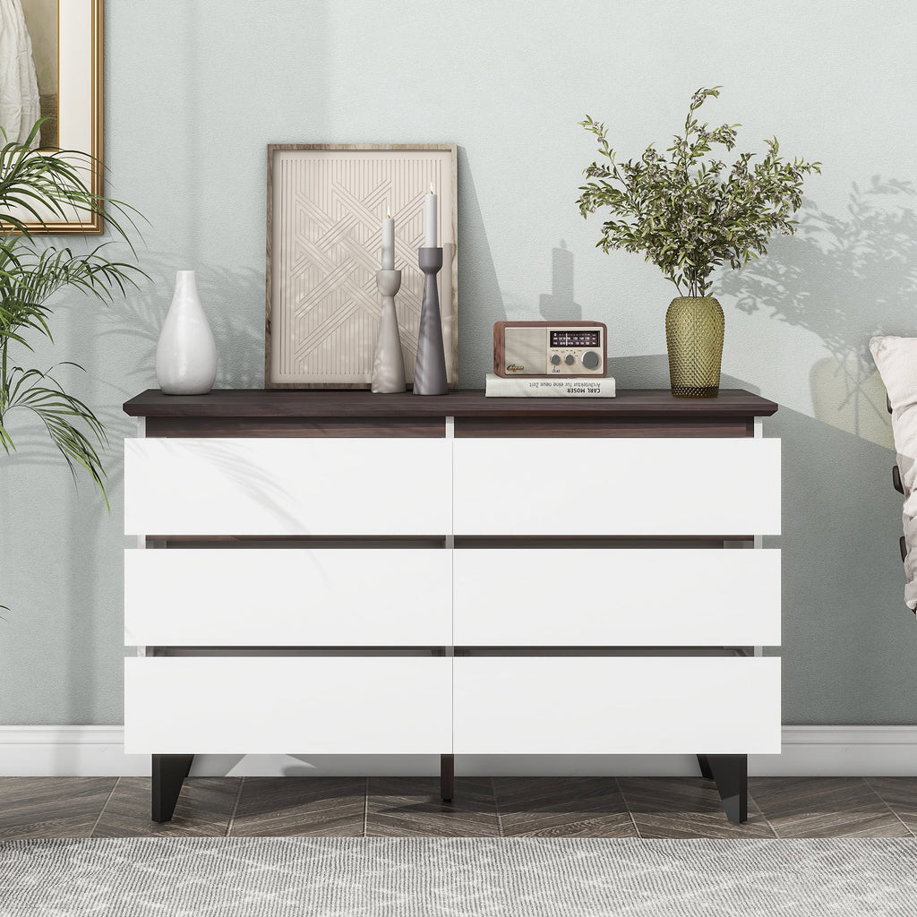 White 6 Drawer Rustic Wood Dresser C653841