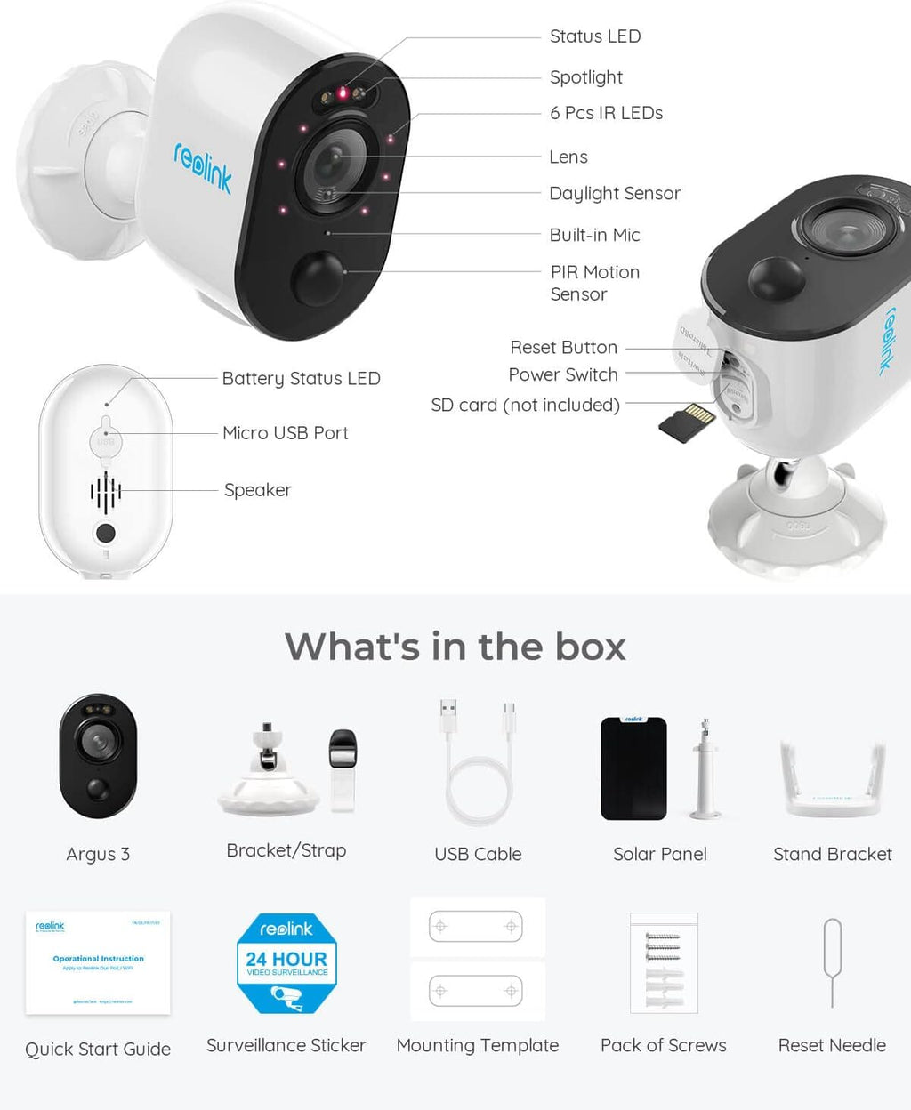Wireless Battery Solar Powered 2K Resolution Security Camera with Spotlight R70775