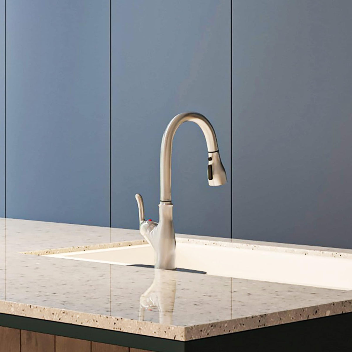 Brushed Nickel Kitchen Faucet with Pull Down Sprayer, Single Handle High Arc Stainless Steel Sink Faucet S316