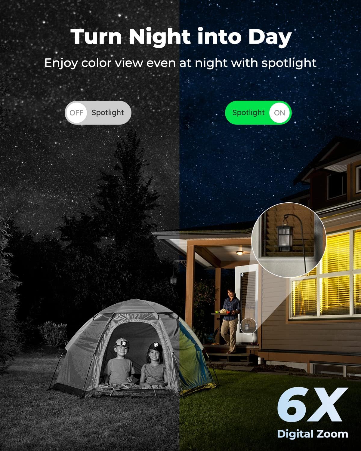 Wireless Battery Solar Powered 2K Resolution Security Camera with Spotlight R70775