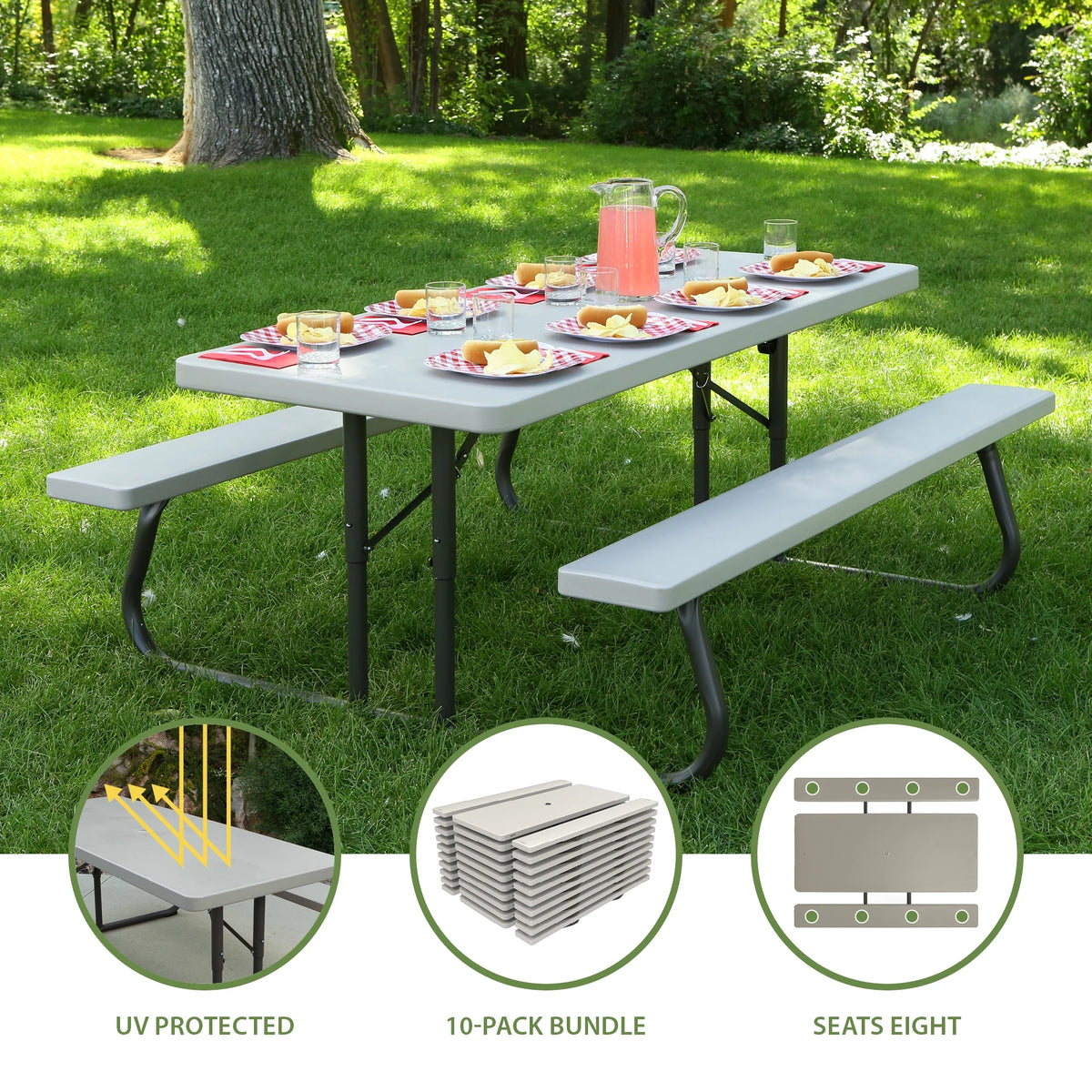 6 ft. Picnic Table Set of 10 I979