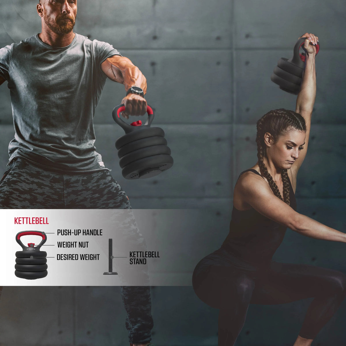 60 lbs Adjustable Dumbbell, Barbell, and Kettlebell Weight Set K842