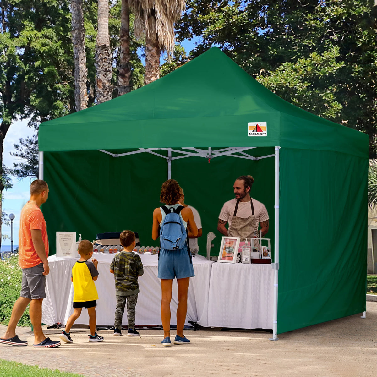 10 ft x 10 ft White Metal Pop-Up Canopy Tent with Walls G3508