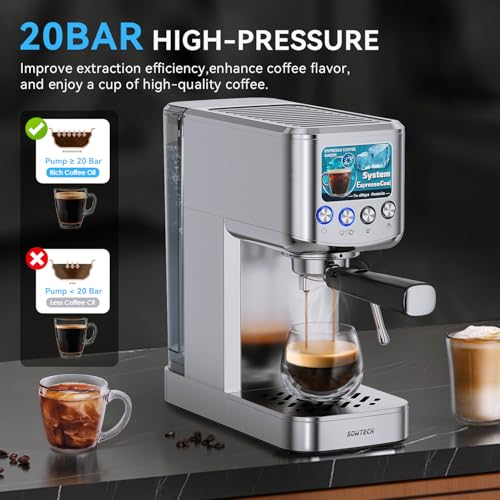 20 Bar Compact Stainless Steel Espresso Machine with Milk Frother S36697