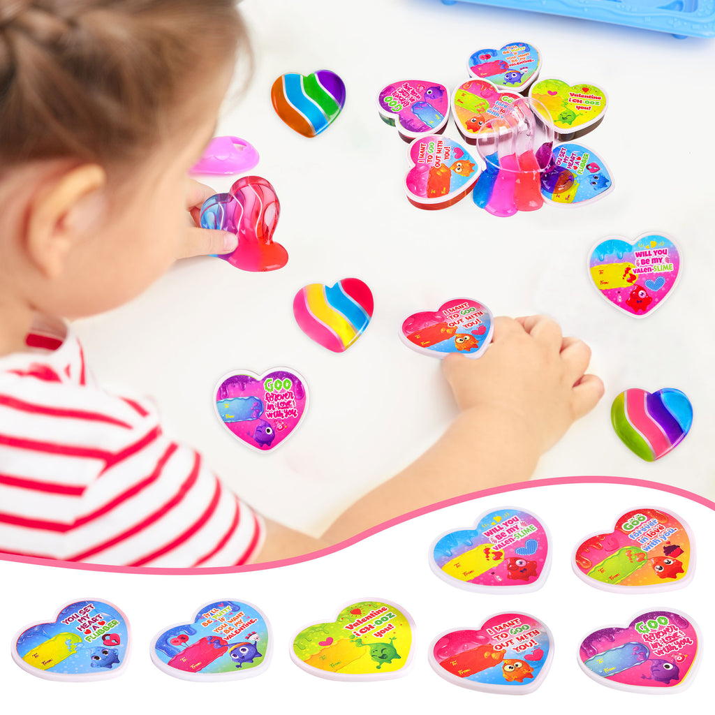 32Pcs DIY Slime Kit with Putty Colorful Rainbow Heart Slime Toys J323349