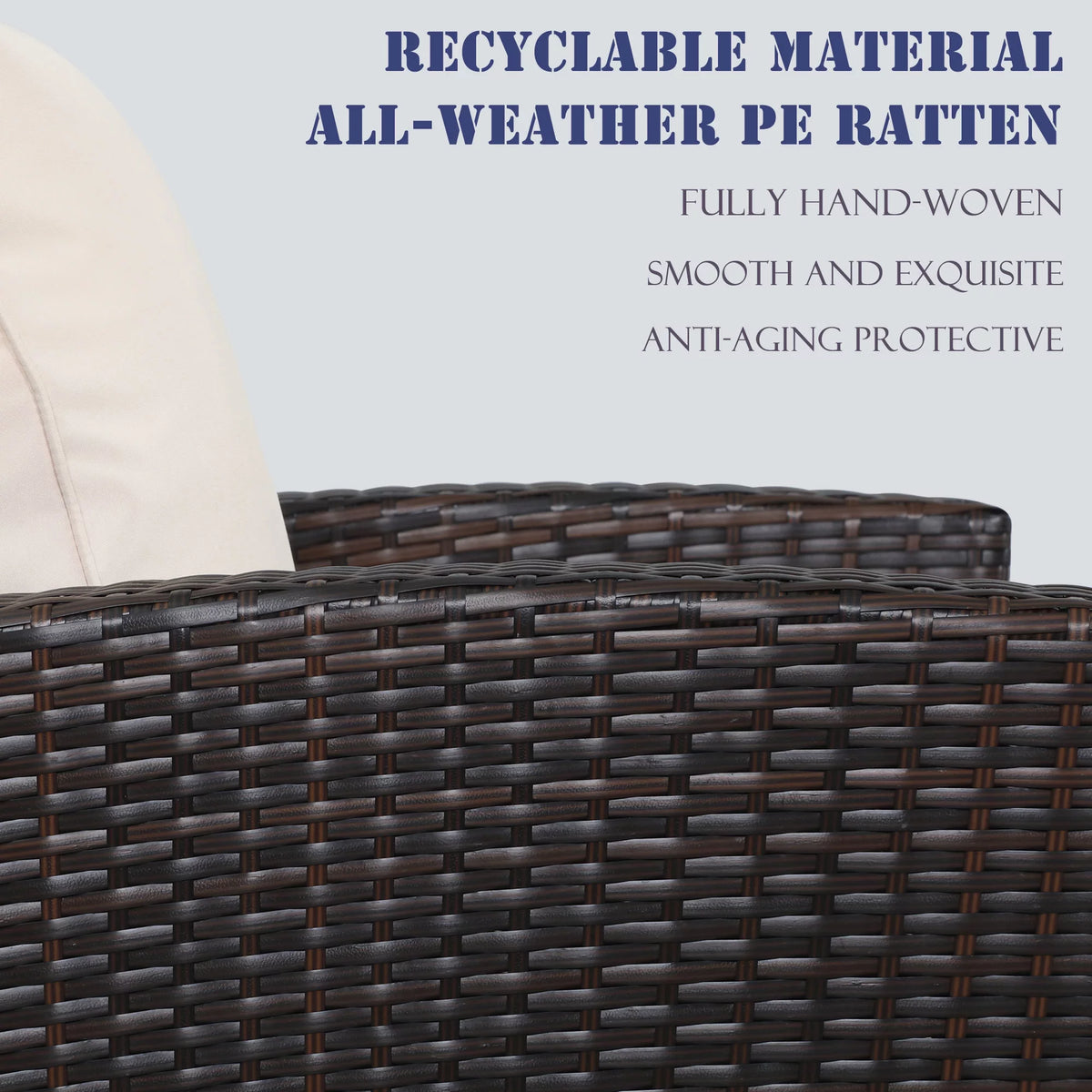 4 Pcs Brown Wicker Rattan Patio Furniture Set with Coffee Table P913