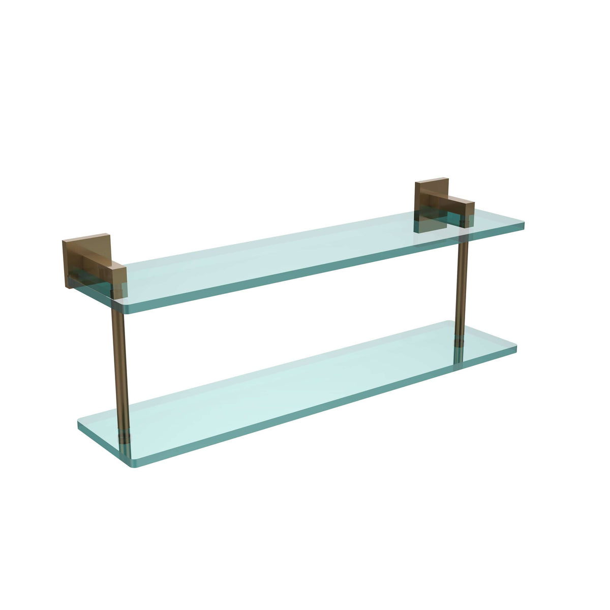 22 in. Two Tiered Glass Shelf Brushed Bronze F2975
