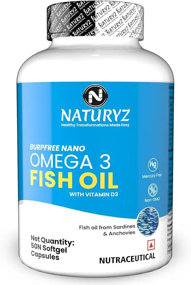 Omega 3 Fish Oil 2000 Mg with Vitamin D3 50 Softgels O61396