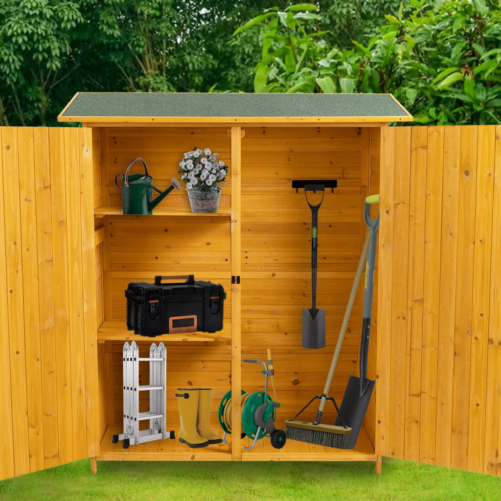 Patio Storage Shed with Detachable Shelves and Hooks F572887