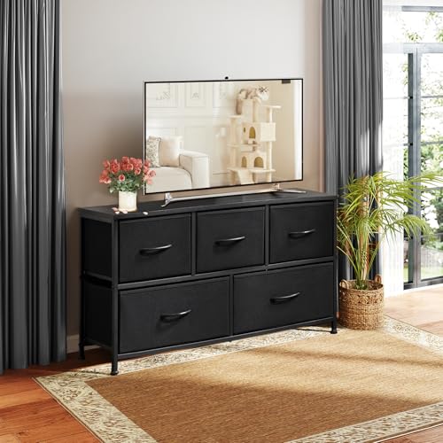 Brown 5 Drawer Fabric Dresser Y3034