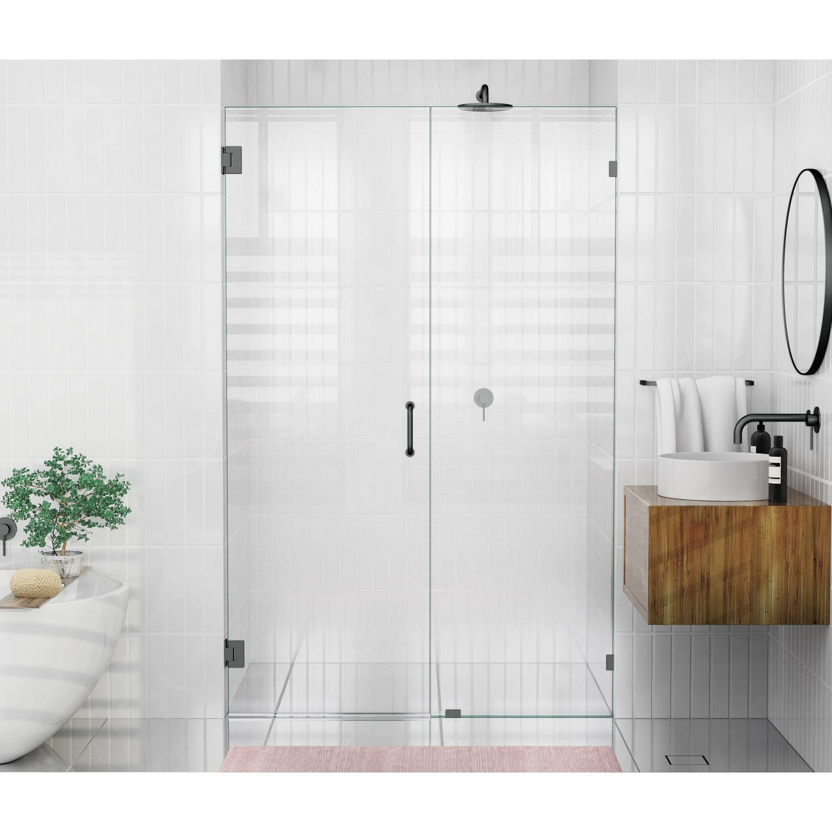 52.25x22 W x 78x22 H Hinged Frameless Shower Door Bronze I830169