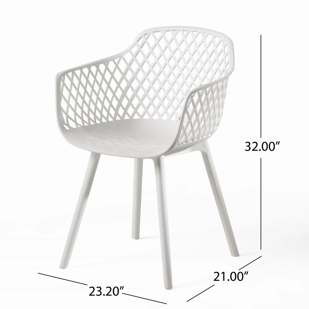 White Plastic Patio Dining Arm Chair Set of 2 F264431