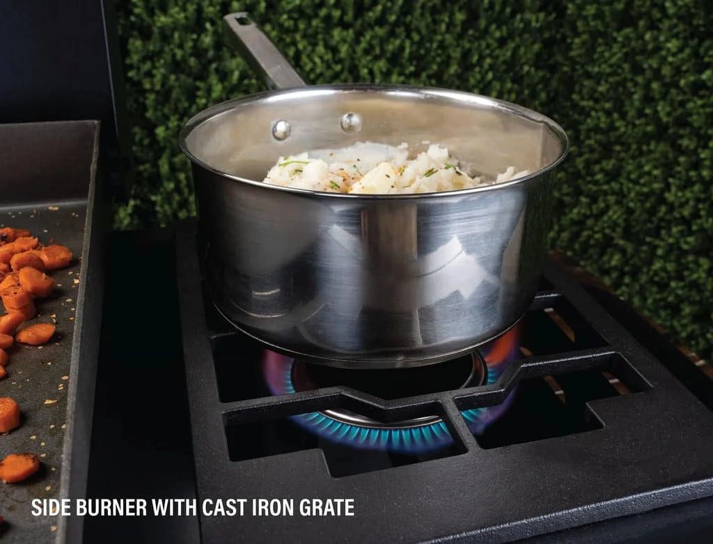 22 inch Propane Powered Portable Flat Top Gas Grill with Hood and Side Burner J30595