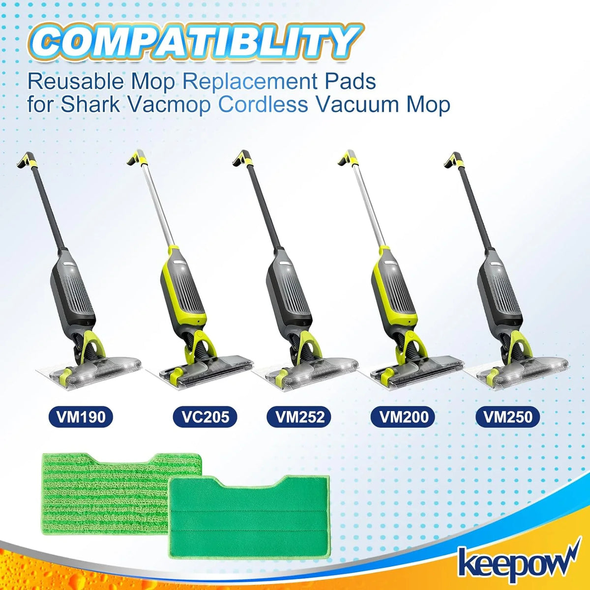 1+3+6 Pads Washable Vacuum Mop Pad Refills W378018