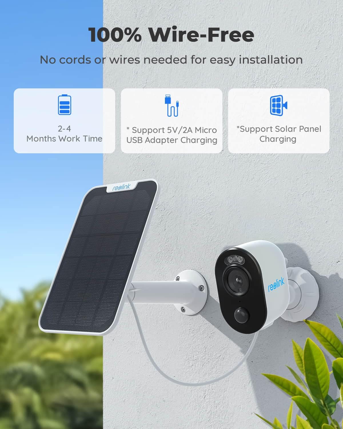 Wireless Battery Solar Powered 2K Resolution Security Camera with Spotlight R70775