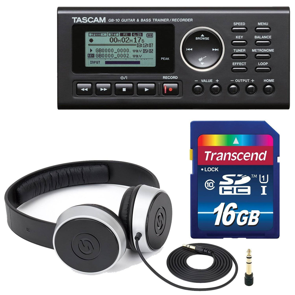 USB Guitar Bass Trainer Recorder with Studio Headphones and SDHC Memory Card W627101