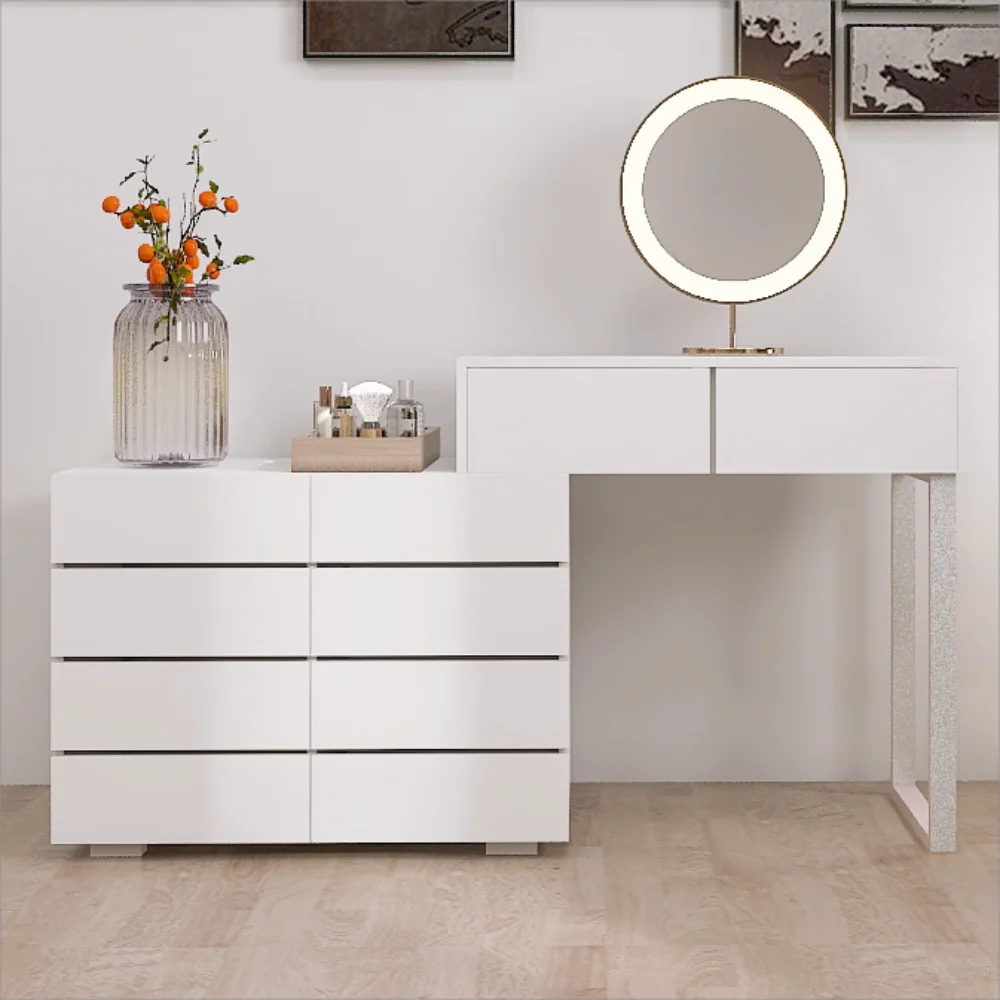 White 6 Drawer Rustic Wood Dresser C653841