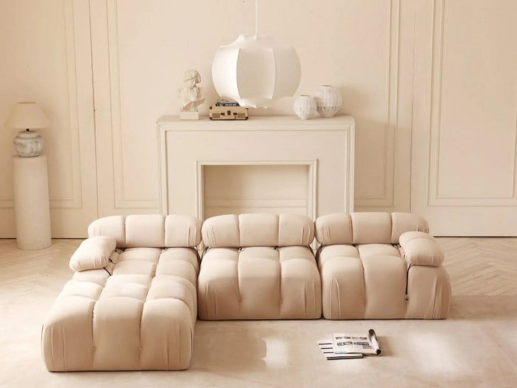 Tan Modular Sectional Sofa with Ottoman O327
