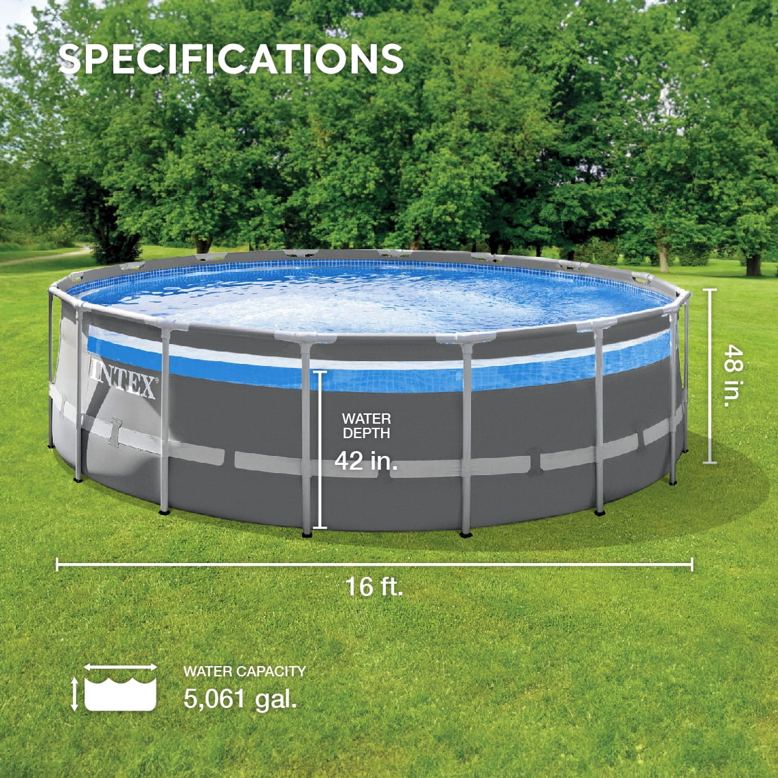 16ft x 48in Above Ground Swimming Pool with Pump S8531