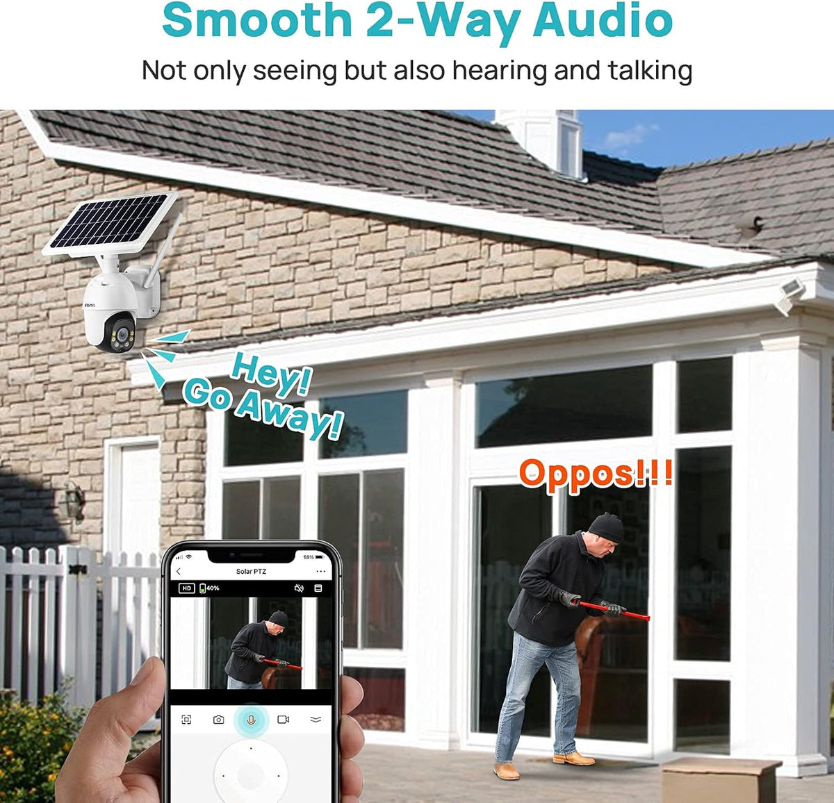 Solar Battery Powered 1080P PTZ Security Camera with 4X Digital Zoom D5130