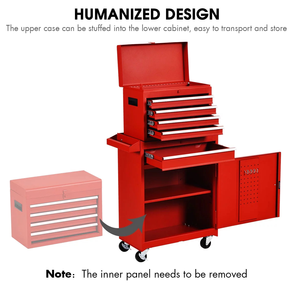 5 Drawer Rolling Metal Tool Chest Cabinet Black T137