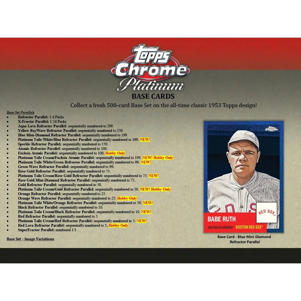 2022 Chrome Platinum Baseball Trading Card Hobby Box 24 Packs X41823