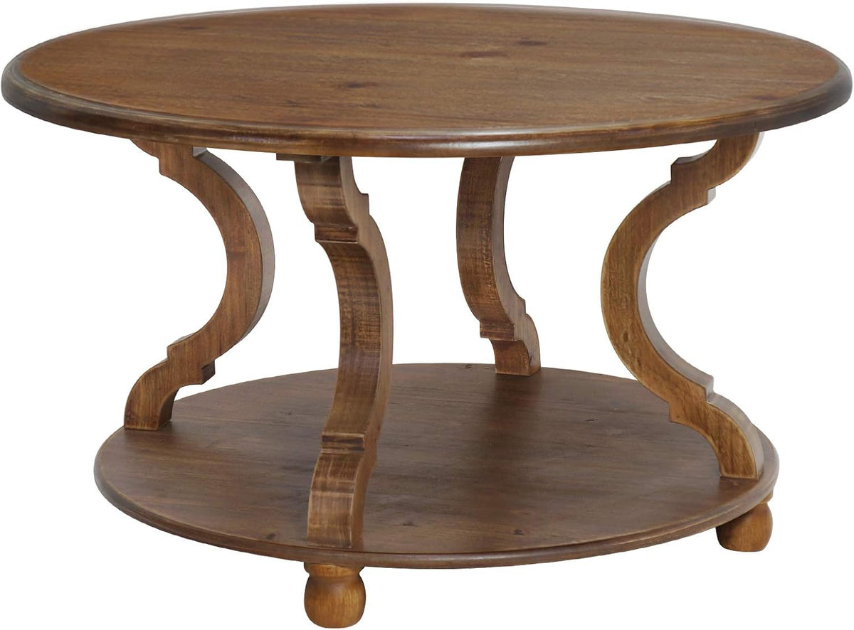 Grey Wooden Coffee Table with Shelf and Carved Legs M79915