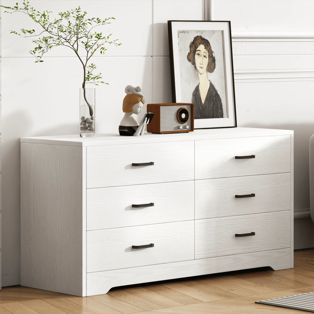 White 6 Drawer Rustic Wood Dresser C653841