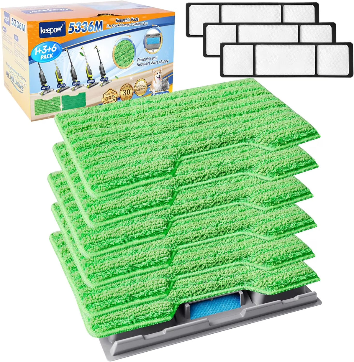 1+3+6 Pads Washable Vacuum Mop Pad Refills W378018