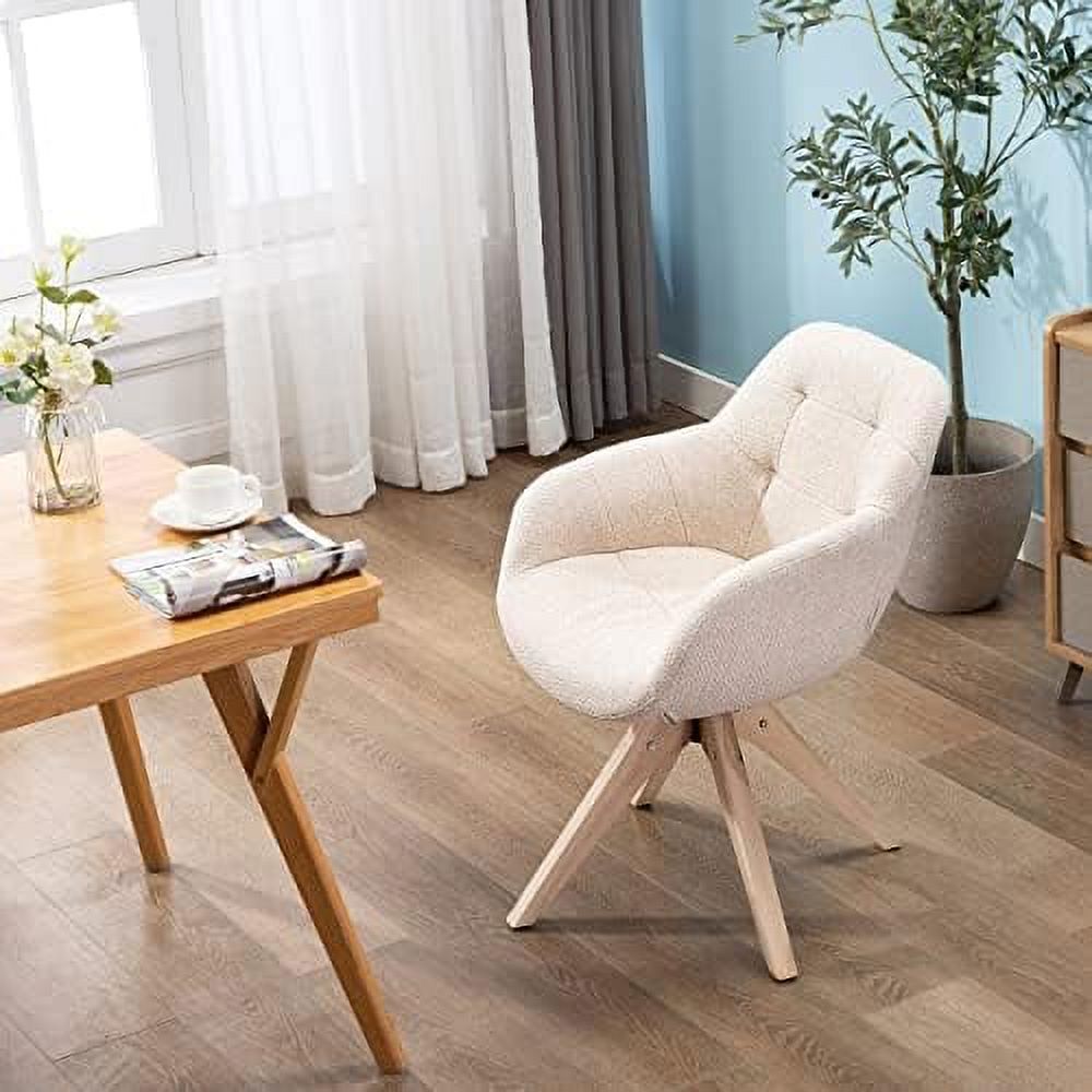 Mid Century Modern Swivel Fabric Accent Chair with Oak Wood Legs Q4707