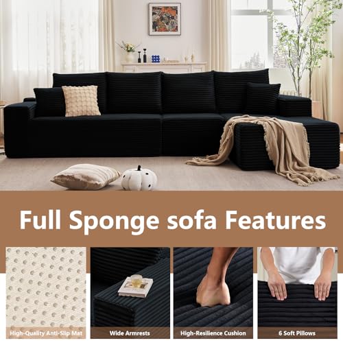 107" Modular Corduroy Sectional Sofa with Chaise P7923