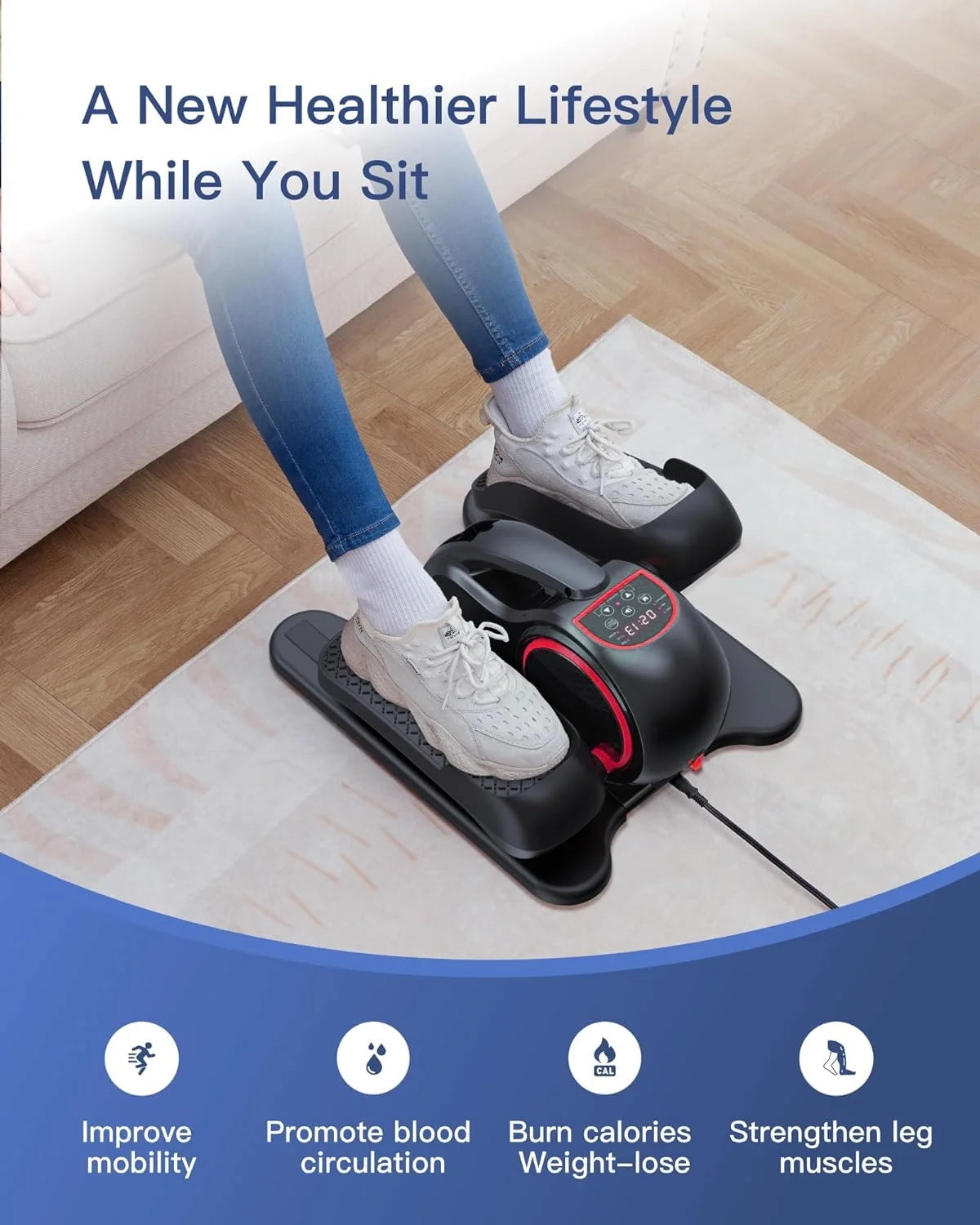 Under Desk Elliptical with Remote Control & Non-Slip Pedals H353