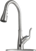 Brushed Nickel Kitchen Faucet with Pull Down Sprayer, Single Handle High Arc Stainless Steel Sink Faucet S316