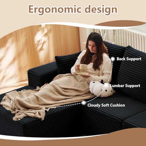 107" Modular Corduroy Sectional Sofa with Chaise P7923